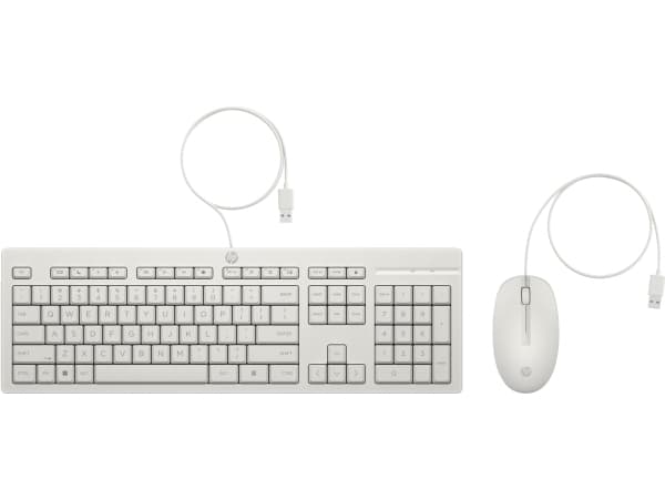 HP 225 - Sats med tangentbord och mus - ambidextrous, full size, standard key travel - USB - QWERTY - internationell engelska - cashmere white