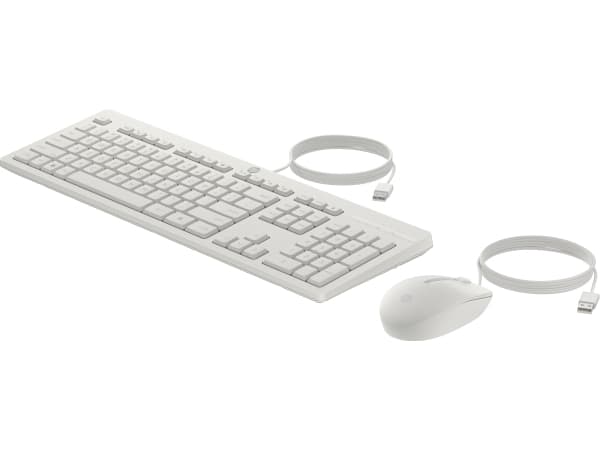 HP 225 - Sats med tangentbord och mus - ambidextrous, full size, standard key travel - USB - QWERTY - internationell engelska - cashmere white