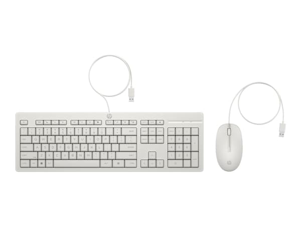 HP 225 - Sats med tangentbord och mus - ambidextrous, full size, standard key travel - USB - QWERTY - internationell engelska - cashmere white
