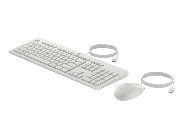 HP 225 - Sats med tangentbord och mus - ambidextrous, full size, standard key travel - USB - QWERTY - internationell engelska - cashmere white