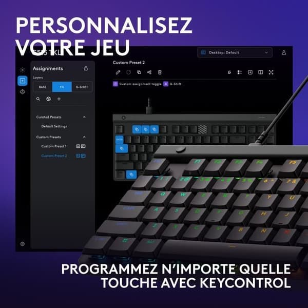 Speltangentbord - trådbundet - Logitech G - G515 TKL - Mekaniskt - RGB - AZERTY - Svart