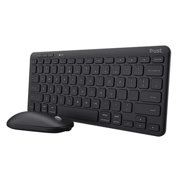 Tangentbord och Mus Trust Lyra Svart Qwerty Spanska