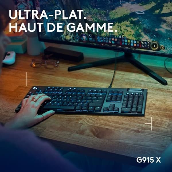 Speltangentbord - trådbundet - Logitech G - G915 X - Touch switch - AZERTY - Svart