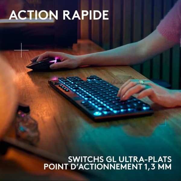 Speltangentbord - trådlöst - Logitech G - G915 TKL X - Clicky switch - AZERTY - Svart