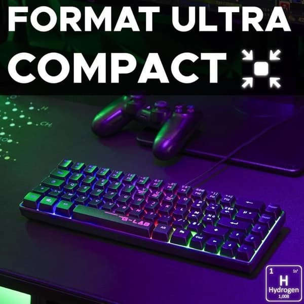 Gamingtangentbord - G-Lab - KEYZ HYDROGEN - 60 % kompakt format - Bakgrundsbelyst - Kabelansluten - Svart