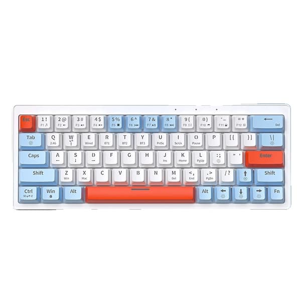 Mekaniskt Spel Tangentbord, 63-Tangents Kompakt Design, Trådad USB Anslutning,Lila Blå