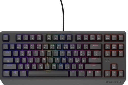 GENESIS THOR 230 TKL GAMING KEYBOARD CZ/SK RGB MEKANISK OUTEMU RØD SORT HOT SWAP