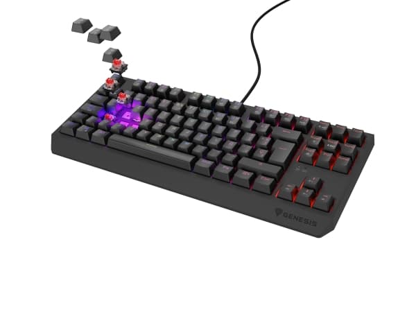 PELINÄPPÄIMISTÖ GENESIS THOR 230 TKL ES RGB MEKAANINEN OUTEMU PUNAINEN MUSTA HOT SWAP