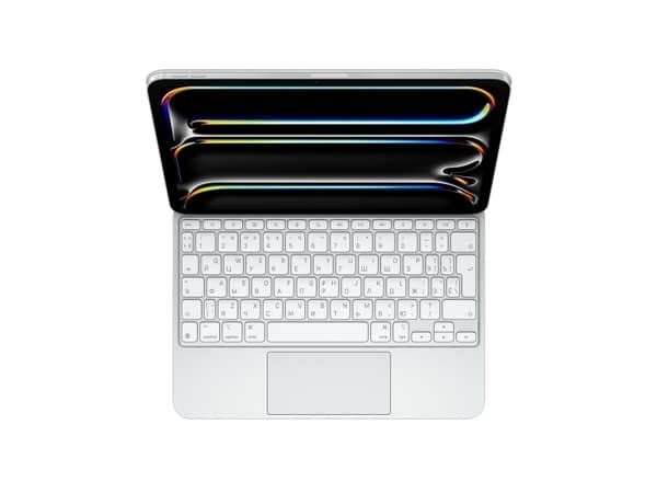 Apple Magic Keyboard - Tangentbord och foliefodral - med pekdyna - bakgrundsbelyst - Apple Smart connector - QWERTY - ryska - vit