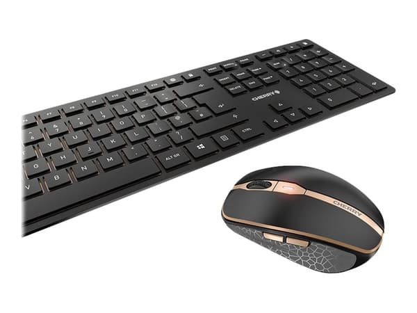 CHERRY DW 9100 SLIM - Sats med tangentbord och mus - trådlös - 2.4 GHz, Bluetooth 4.2 - QWERTY - USA med eurosymbol - tangentbrytare: CHERRY SX - sva