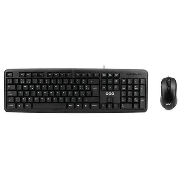 Tangentbord och Mus OQO TR001-U Svart Multicolour Qwerty Spanska Svart