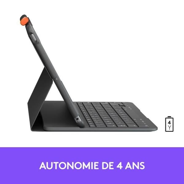 Tangentbordsfodral för Ipad 10,2" (7:e, 8:e, 9:e generationen) - Logitech - Slim Folio Ipad - AZERTY - Grå