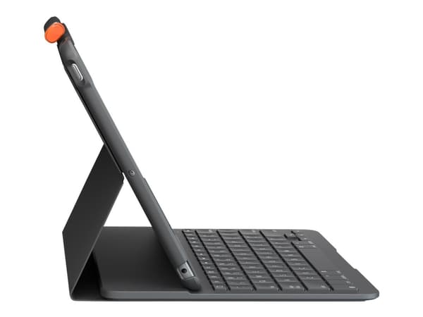 Logitech Slim Folio - Tastatur og folioveske - trådløs - Bluetooth LE - QWERTY - Spansk - Oxford-grå - for Apple 10.9-inch iPad (10. generasjon)