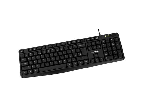 Canyon KB-1 EN, Fullstor (100 %), Kabel, USB, QWERTY, Svart