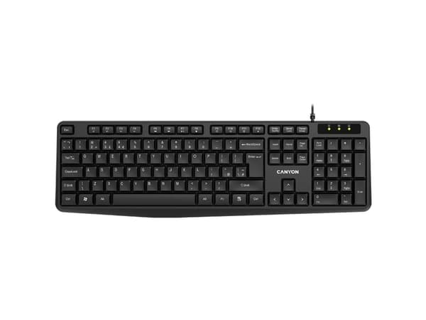 Canyon KB-1 EN, Fullstor (100 %), Kabel, USB, QWERTY, Svart