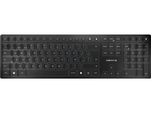 CHERRY KW 9100 SLIM - Tangentbord - trådlös - 2.4 GHz, Bluetooth 4.0 - spansk - tangentbrytare: CHERRY SX - svart, silver