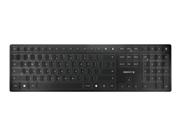 CHERRY KW 9100 SLIM - Tangentbord - trådlös - 2.4 GHz, Bluetooth 4.0 - spansk - tangentbrytare: CHERRY SX - svart, silver
