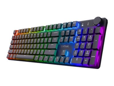 Trust GXT 868 Torix Premium - Tangentbord - mekaniskt - full size - bakgrundsbelysning - trådlös - 2.4 GHz, USB-C - QWERTY - amerikansk - tangentbryt Svart
