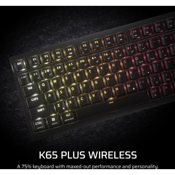 Corsair K65 PLUS WIRELESS-spel-tangentbord, MLX Red Tactile-brytare, svart