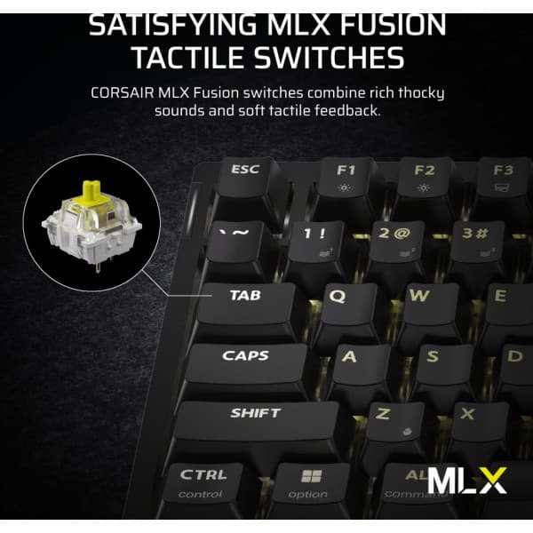 Corsair K65 PLUS WIRELESS-spel-tangentbord, MLX Red Tactile-brytare, svart