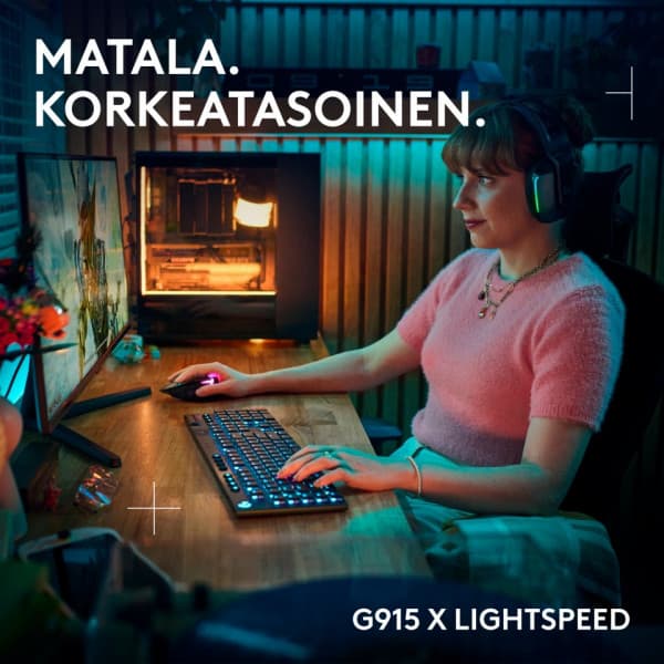 Logitech G915 X LIGHTSPEED -lågprofils gamingtangentbord, Tactile-knappar, svart