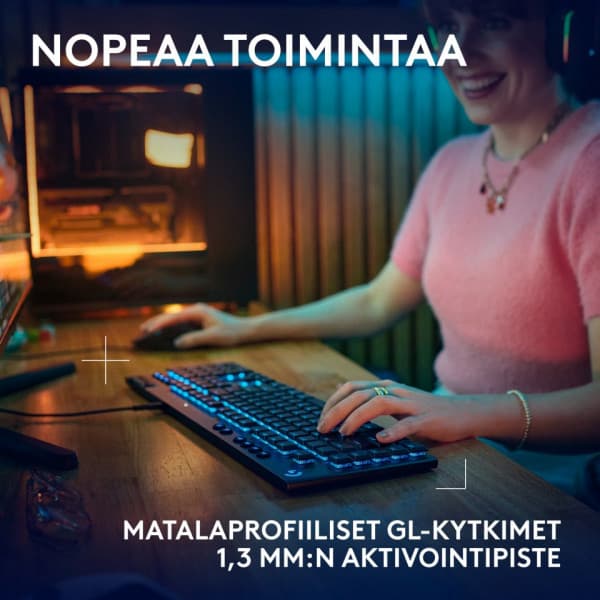 Logitech G915 X -matalaprofiilinen langallinen pelinäppäimistö, Tactile-kytkimet, musta