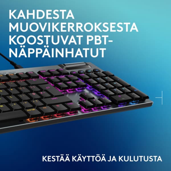 Logitech G915 X -matalaprofiilinen langallinen pelinäppäimistö, Tactile-kytkimet, musta