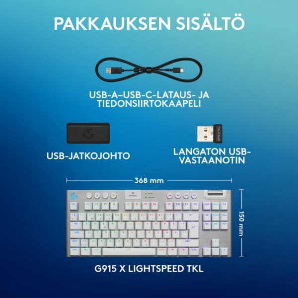 Logitech G915 X LIGHTSPEED TKL -low profile gaming keyboard, Tactile switches, vit