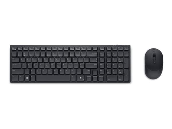 Dell Pro Compact Silent Keyboard and Mouse - KM555 - Sats med tangentbord och mus - trådlös - 2.4 GHz, Bluetooth 5.1 - QWERTY - isländsk - svart - me