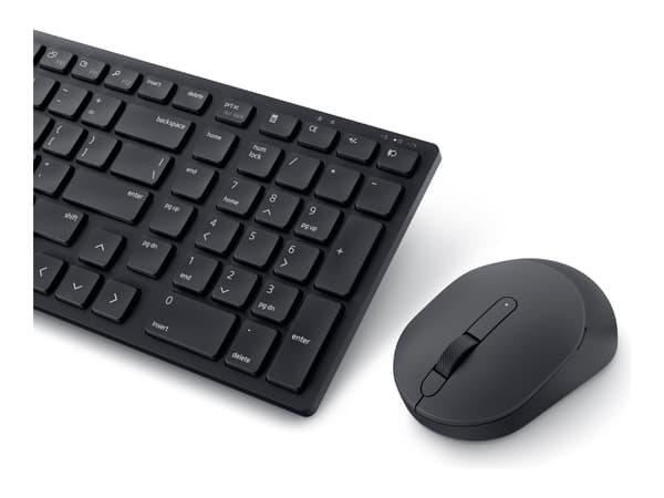 Dell Pro Compact Silent Keyboard and Mouse - KM555 - Sats med tangentbord och mus - trådlös - 2.4 GHz, Bluetooth 5.1 - QWERTY - isländsk - svart - me