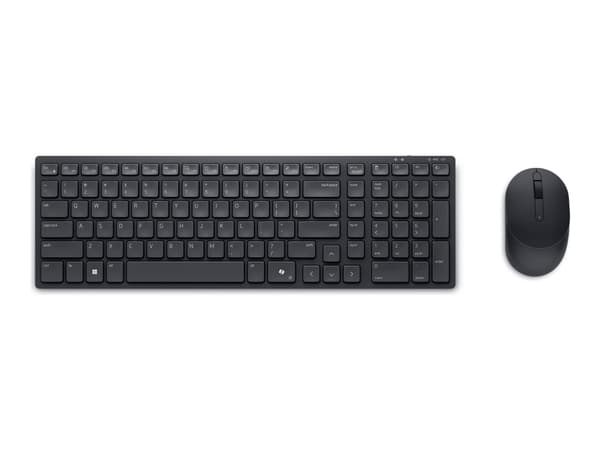 Dell Pro Compact Silent Keyboard and Mouse - KM555 - Sats med tangentbord och mus - trådlös - 2.4 GHz, Bluetooth 5.1 - QWERTY - isländsk - svart - me