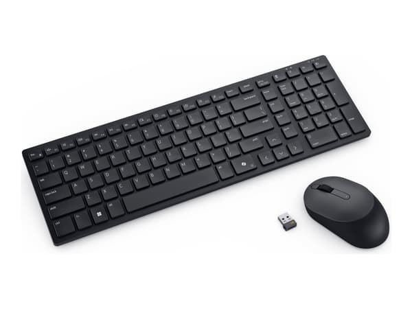 Dell Pro Compact Silent Keyboard and Mouse - KM555 - Sats med tangentbord och mus - trådlös - 2.4 GHz, Bluetooth 5.1 - QWERTY - isländsk - svart - me