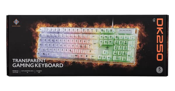DK250 Membrane keyboard in transparent design, Rainbow LED Transparent
