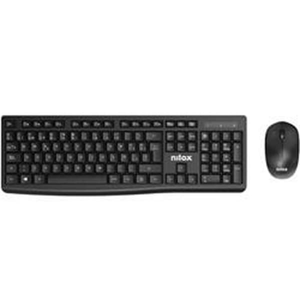 Tastatur og Mus Nilox NXKMWE012 Svart Spansk Qwerty
