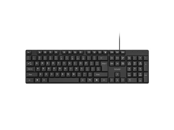 Savio KB-01, Fuld størrelse (100 %), Ledningsført, USB, Membran, QWERTY, Sort Svart