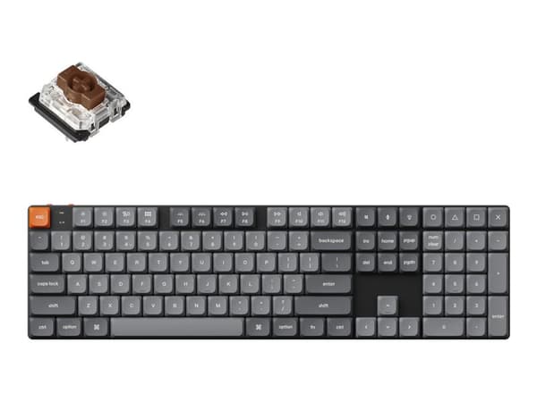 Keychron K5 MAX - Tangentbord - QMK/VIA, anpassat mekaniskt - 100% - bakgrundsbelyst - trådlös - Bluetooth 5.1, 2.4 GHz, USB - tangentbrytare: Gatero Svart, Grå