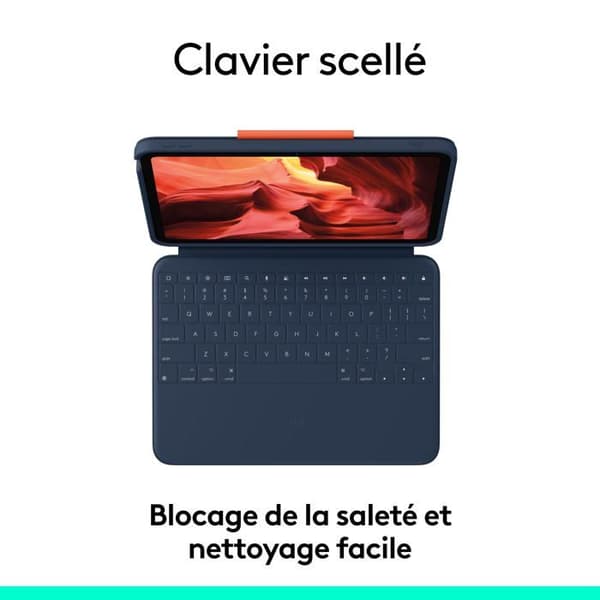 Tangentbord och fodral - Logitech - Rugged Combo 4 - Apple Smart connector - Trådlös - Klassisk blå