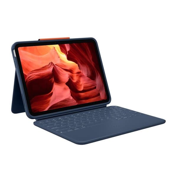 Tangentbord och fodral - Logitech - Rugged Combo 4 - Apple Smart connector - Trådlös - Klassisk blå