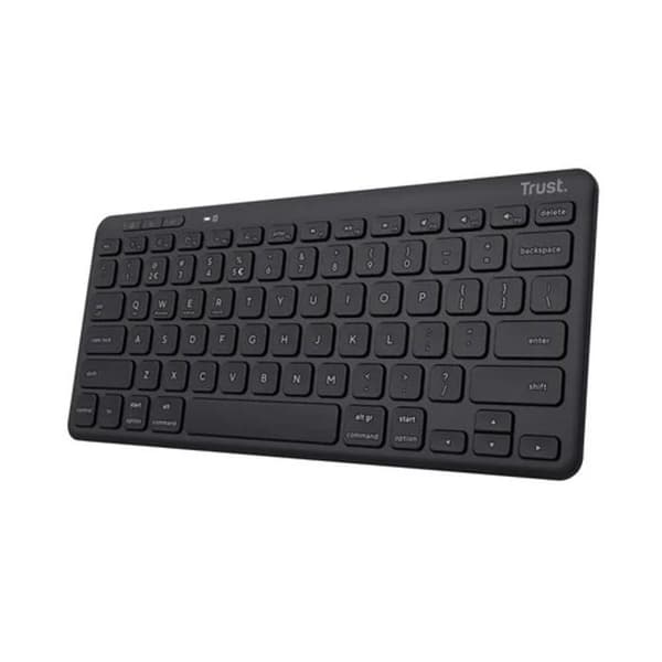 Trust Lyra AZERTY Bluetooth-tangentbord för flera enheter, 85 % återvunnen plast, laddningsbart batteri, kompakt tangentbord - svart Svart
