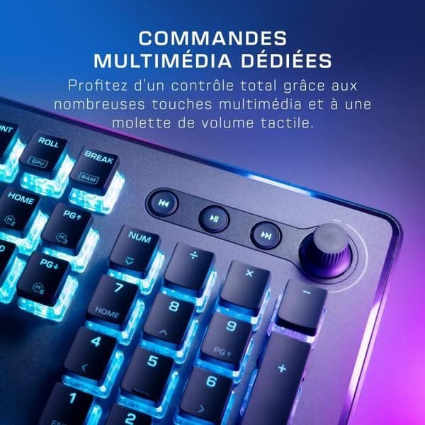 Trådbundet tangentbord - Optiskt och mekaniskt - ROCCAT - Vulcan II Max - AZERTY - Bakgrundsbelysning - Svart