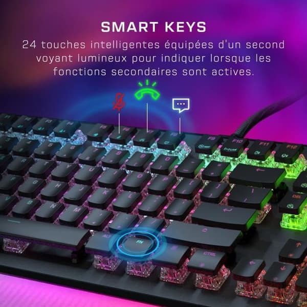 Trådbundet tangentbord - Optiskt och mekaniskt - ROCCAT - Vulcan II Max - AZERTY - Bakgrundsbelysning - Svart