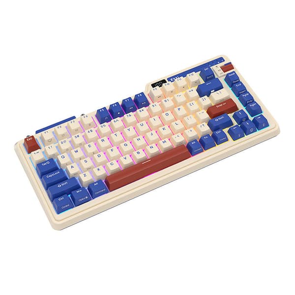Trådløst mekanisk tastatur Royal Kludge KZZI K75 pro RGB, Moment Switch (retro blå)