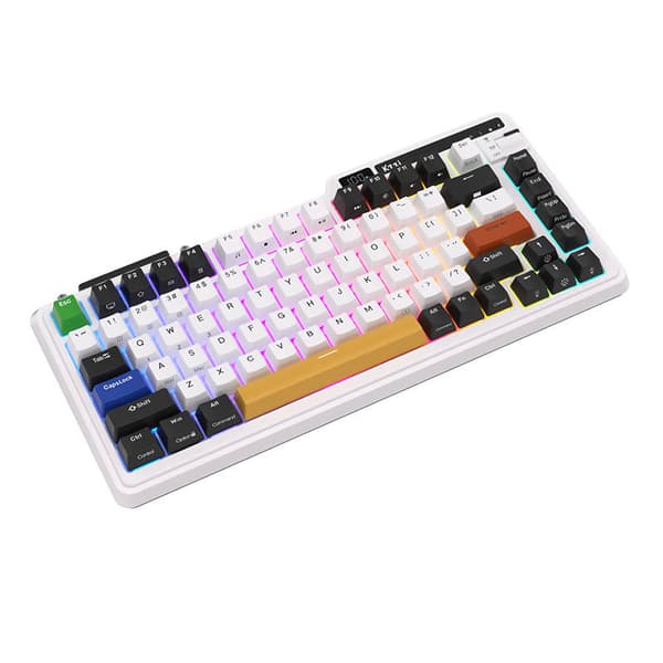 Trådløst mekanisk tastatur Royal Kludge KZZI K75 pro RGB, Eternity Switch (svart og hvit)