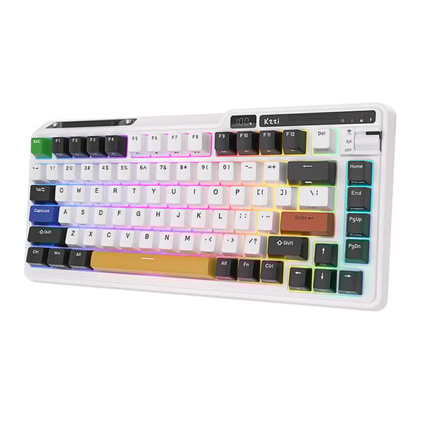 Trådløst mekanisk tastatur Royal Kludge KZZI K75 pro RGB, Eternity Switch (svart og hvit)