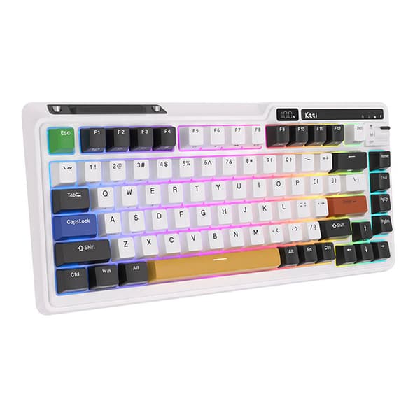 Trådløst mekanisk tastatur Royal Kludge KZZI K75 pro RGB, Eternity Switch (svart og hvit)