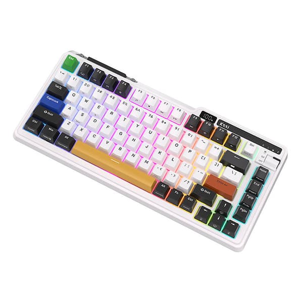 Trådløst mekanisk tastatur Royal Kludge KZZI K75 pro RGB, Eternity Switch (svart og hvit)