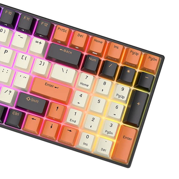 Mekaniskt tangentbord Royal Kludge RK100 RGB, brun switch (svart-orange)