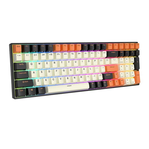 Mekaniskt tangentbord Royal Kludge RK100 RGB, brun switch (svart-orange)