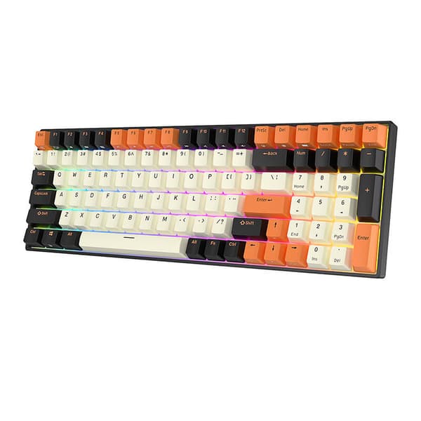 Mekaniskt tangentbord Royal Kludge RK100 RGB, brun switch (svart-orange)