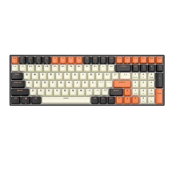 Mekaniskt tangentbord Royal Kludge RK100 RGB, brun switch (svart-orange)